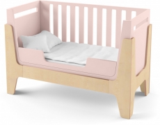 Детская кроватка IndigoWood Tower Baby 140x60cm pink / natural wood (со съемной спинкой)